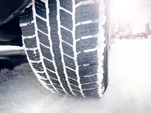 Car outfitted with winter weather tires