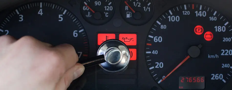 Close Up Of Service Warning Light In Car.