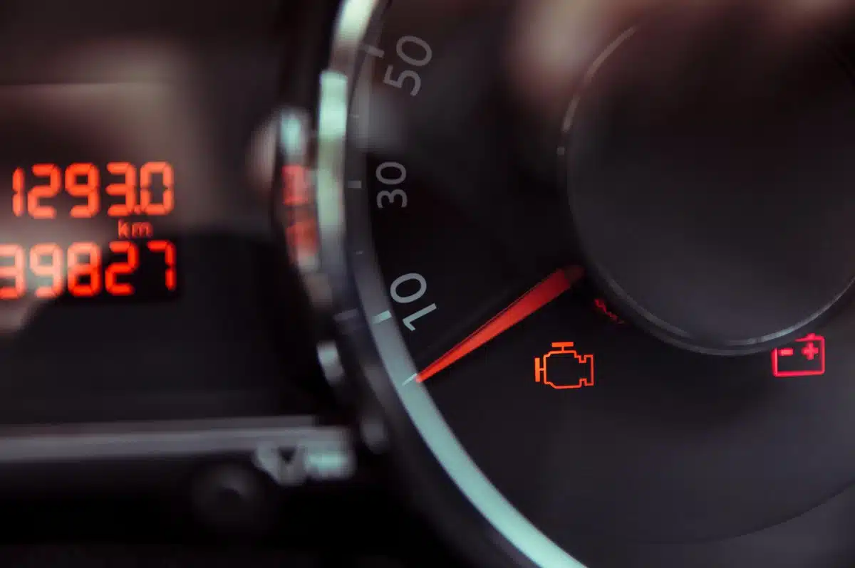 check engine light illuminated on vehicle dashboard