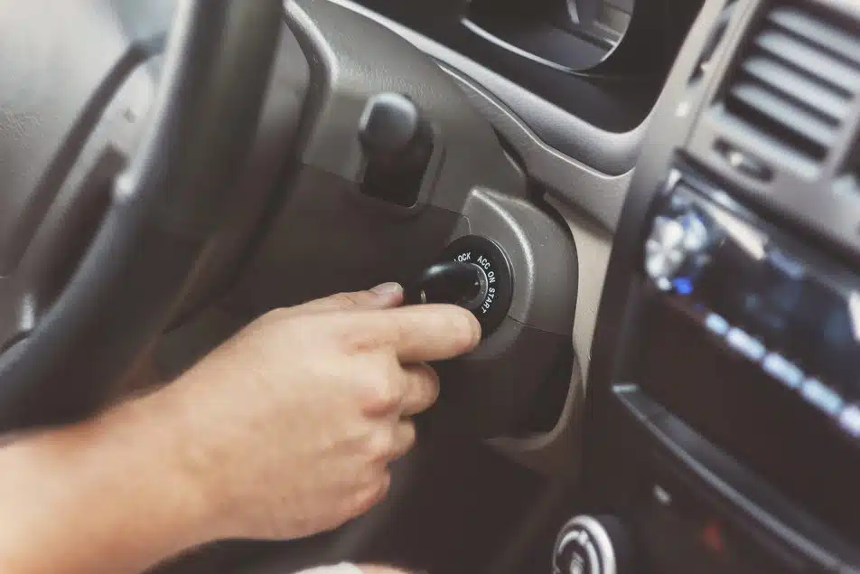 key in ignition starting vehicle after starter maintenance